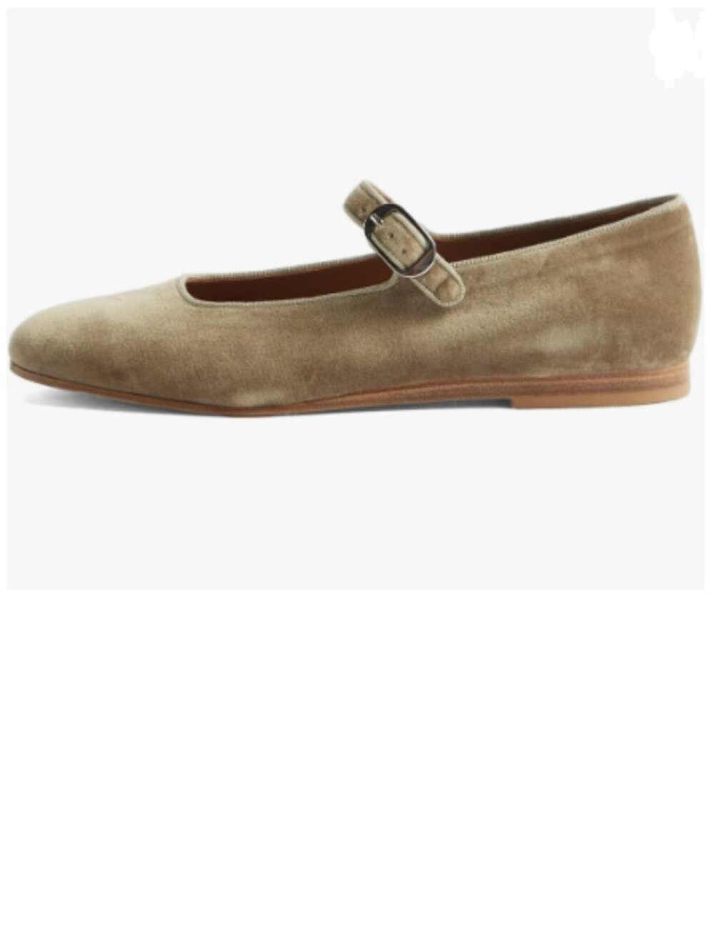 Pazzion Khaki Round Toe Mary Janes Comfortable Strap Buckled Ballet Flats